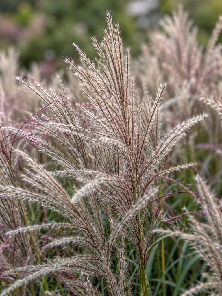 Miscanthus Kleine Silberspinne op de kwekerij